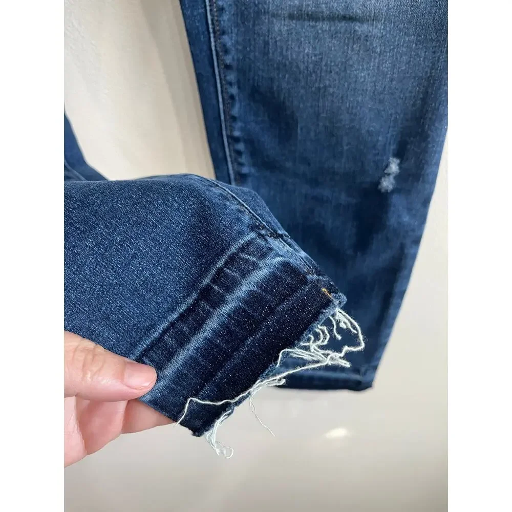 SPANX Distressed Ankle Skinny Jeans Pull On‎ Stretch Denim Medium Wash M